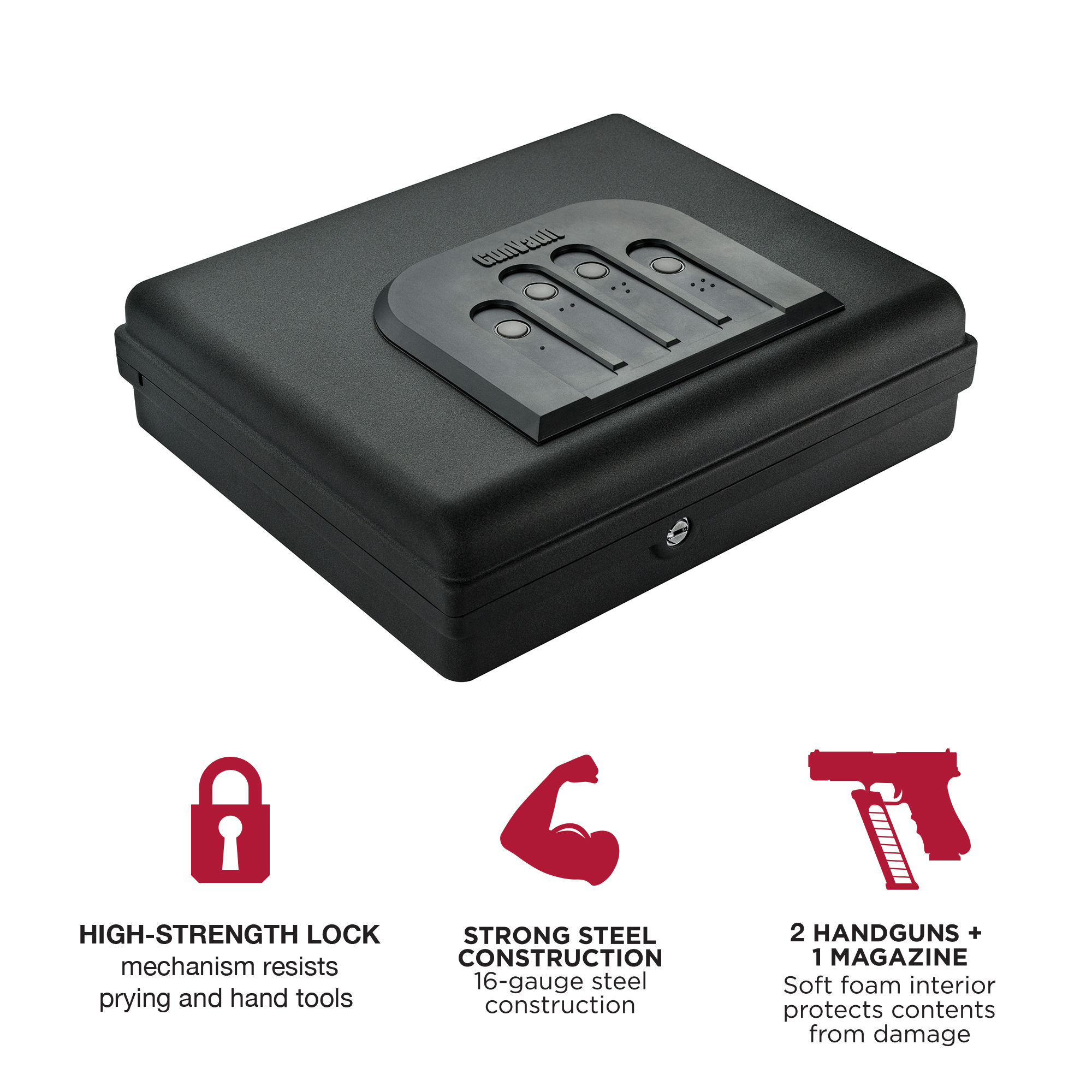 GunVault, Premium XLVault Portable All Steel Pistol Safe, Lock Type Electronic, Model# MV1050-19